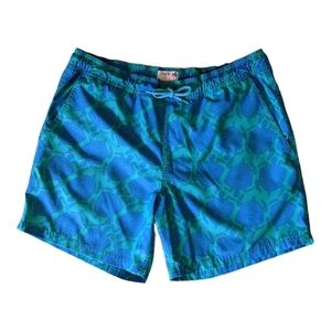 J. Crew Factory Men's Swim Trunks Swim Shorts Size M Blue Green Liner
